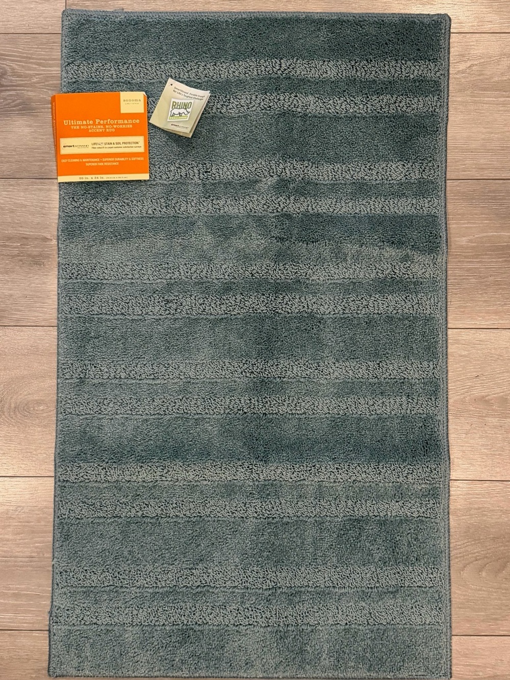 NEW Sonoma SmartStrand Bath Rug 20x34 Storm Blue Plush Accent Rug Anti-Stain